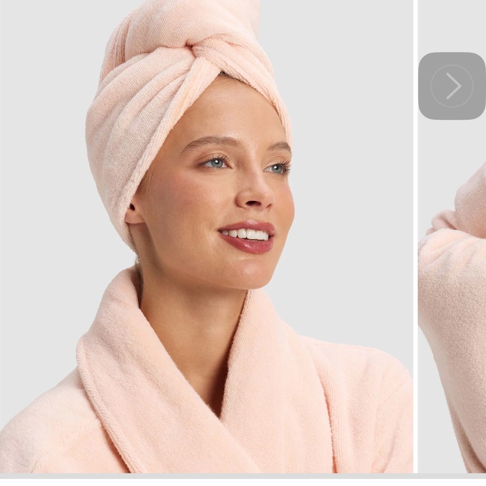 Soft Pink Turban Towel, Loofah Bath Sponge, and Hair Clip Spa Set - Picture 7 of 7